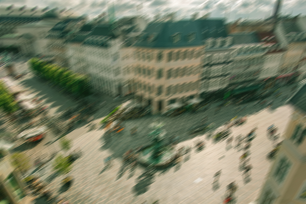 København set fra oven. Billedet har en sløret effekt for at skabe en følelse af puls og liv.